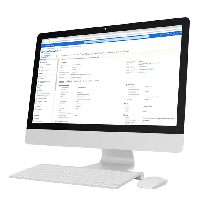 Presentación en pantalla de ordenador de la interfaz de Azure, Microsoft Dynamics 365