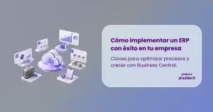 Ilustración 3D de un sistema ERP que conecta finanzas, ventas, inventario y analítica en la nube