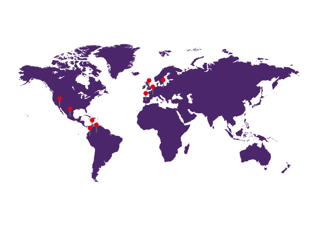 Mapa clientes internacionales de Adderit