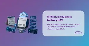 Infografía de las soluciones Adderit Verifactu y Adderit Verifactu NAV para la normativa de la AEAT en Dynamics 365 Business Central y Navision.