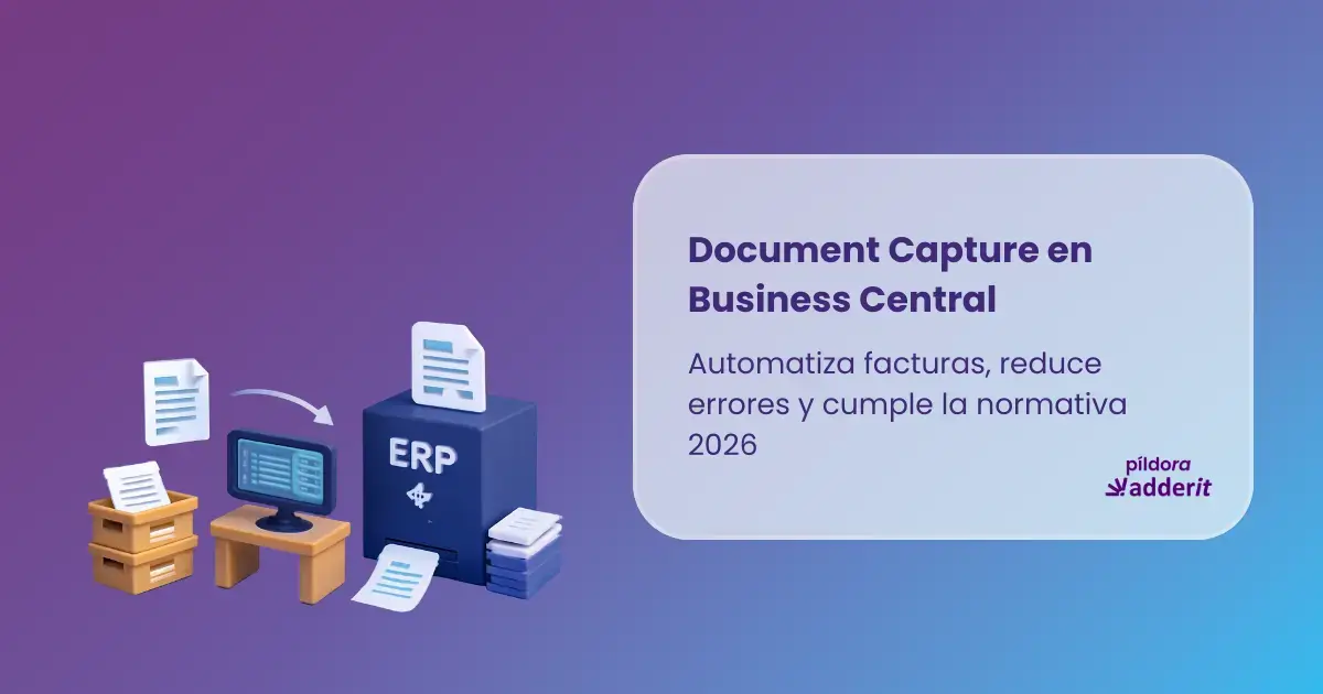 Document Capture en Business Central, mostrando la automatización de facturas en un entorno ERP.