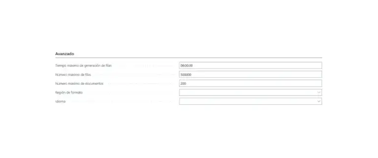 Captura de la configuración avanzada del informe Adderit EPR Sales Report en Microsoft Dynamics 365 Business Central.