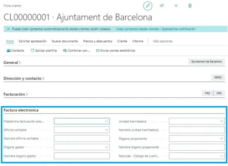 Campos personalizados en la ficha de cliente y cabecera en Adderit Facturae.